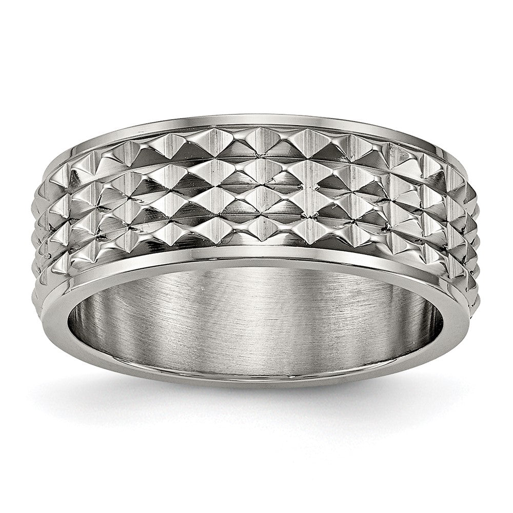 Buy Exclusive 8mm Polished Titanium Studded Ring - Stylish & Affordable Design