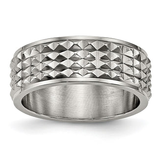 Buy Exclusive 8mm Polished Titanium Studded Ring - Stylish & Affordable Design