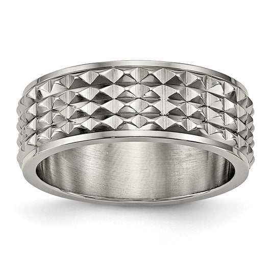 Buy Exclusive 8mm Polished Titanium Studded Ring - Stylish & Affordable Design