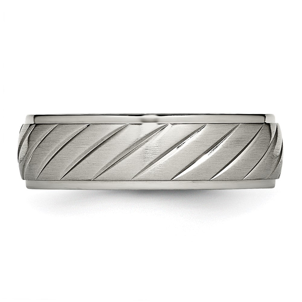 Buy Stylish 7mm Grooved Band in Brushed & Polished Titanium - Luxury Value