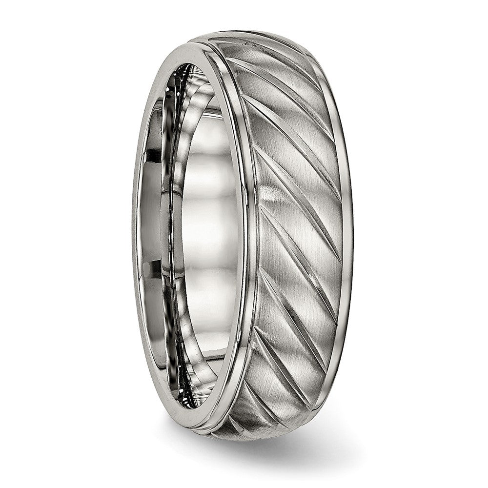 Buy Stylish 7mm Grooved Titanium Band - High-Quality Brushed & Polished Finish