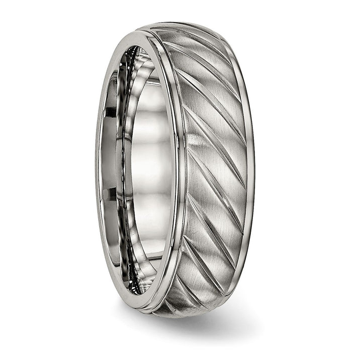 Buy Stylish 7mm Grooved Titanium Band - High-Quality Brushed & Polished Finish-4