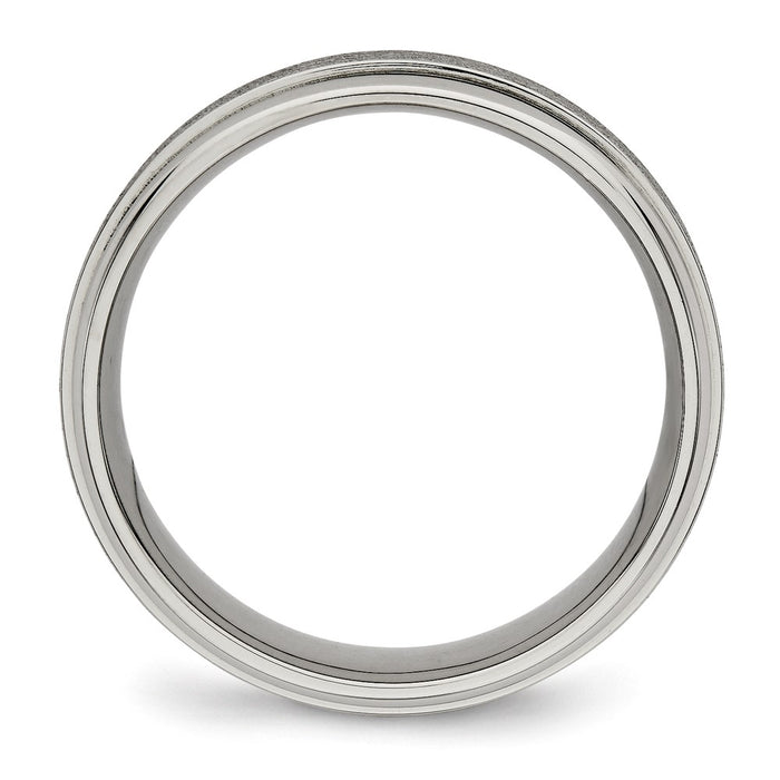 Buy Stylish 7mm Brushed Titanium Chisel Band with Ridged Edges - Luxury Value!-2