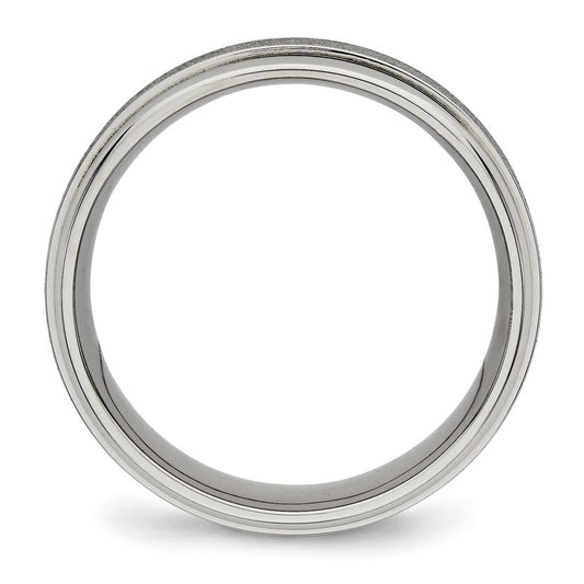 Exclusive 7mm Brushed Titanium Ridged Edge Band - Luxury Design & Style