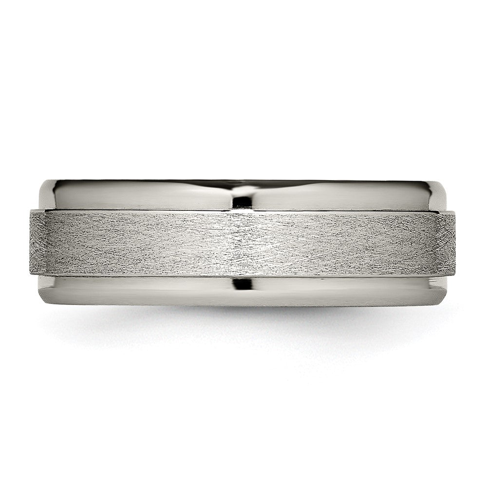 Buy Stylish 7mm Brushed Titanium Chisel Band with Ridged Edges - Luxury Value!
