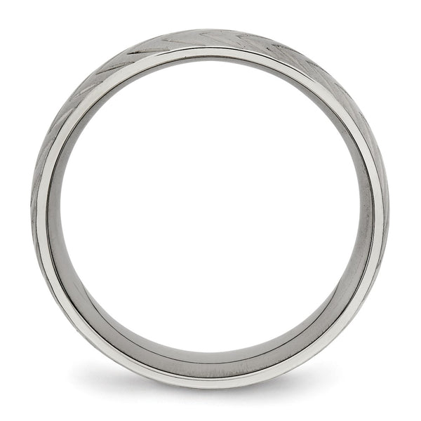 8mm Chiseled Titanium Polished Diamond-Cut Ring