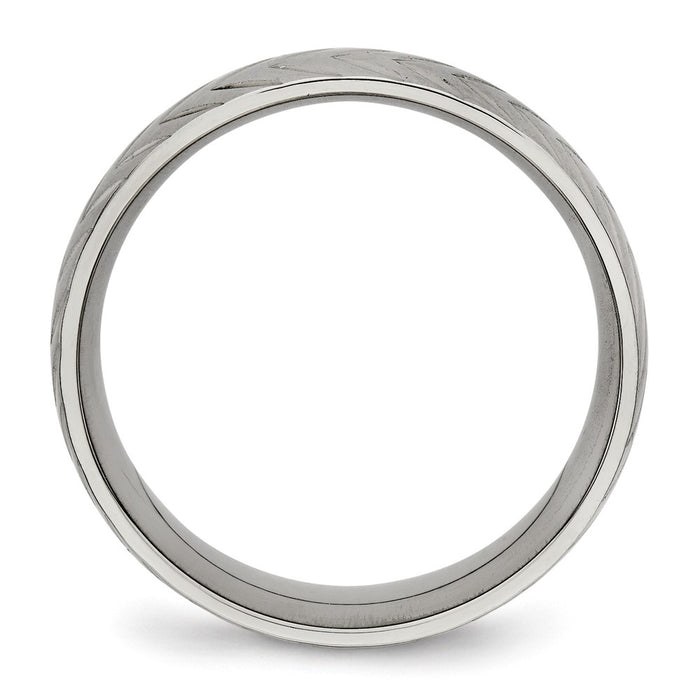 Buy Stylish Chiseled Titanium Polished Diamond-Cut 8mm Ring | Luxury Value-2