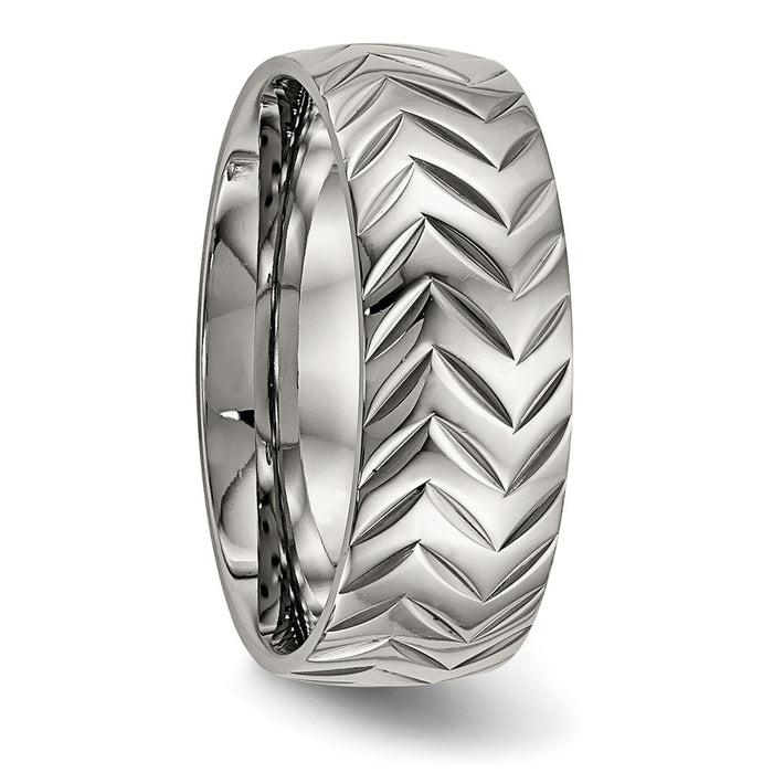 Buy Stylish Chiseled Titanium Polished Diamond-Cut 8mm Ring | Luxury Value-4
