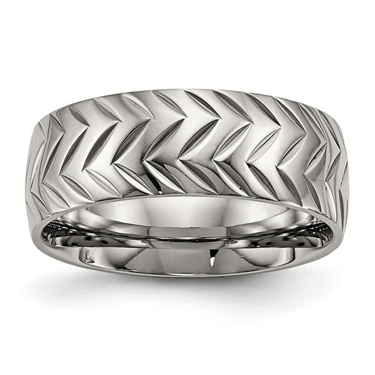 Exclusive Chiseled Titanium 8mm Ring - Polished, Diamond-Cut & Affordable Luxury