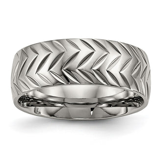 High-Quality 8mm Chiseled Titanium Diamond-Cut Band | Stylish & Affordable