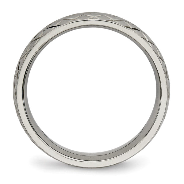 6mm Chiseled Titanium Band - Polished Textured