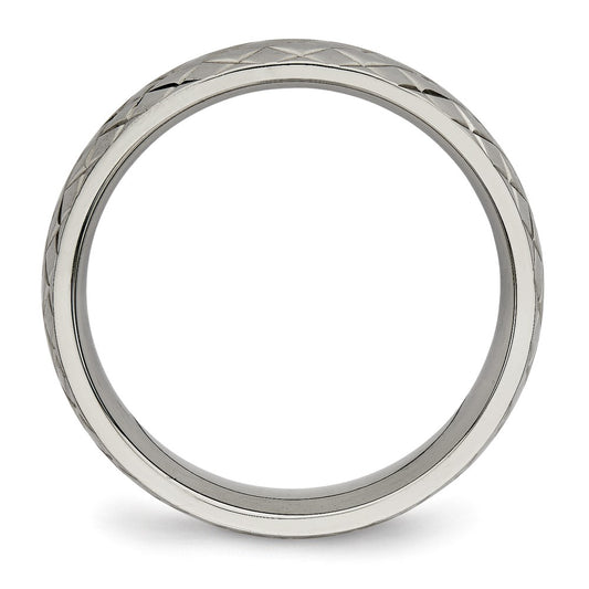 Buy Exclusive 6mm Chiseled Titanium Band - Stylish Polished & Textured Finish