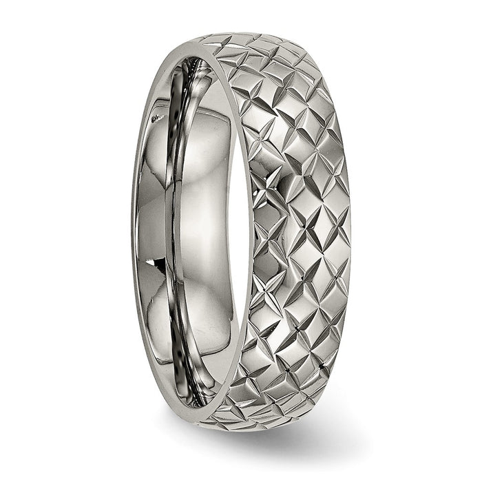 Buy Exclusive 6mm Chiseled Titanium Band - Stylish Polished & Textured Finish-4