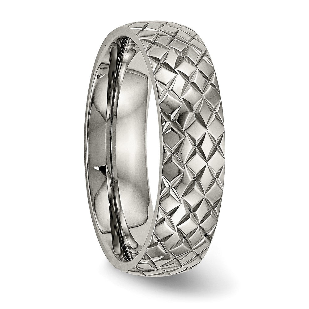 Buy Exclusive 6mm Polished & Textured Titanium Band - Stylish Value Ring