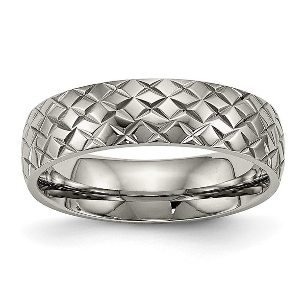 6mm Chiseled Titanium Band - Polished Textured