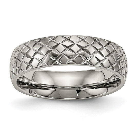 Buy Exclusive 6mm Chiseled Titanium Band - Stylish Polished & Textured Finish
