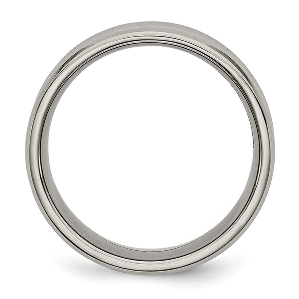 8mm Chisel Titanium Polished Beveled Edge Band