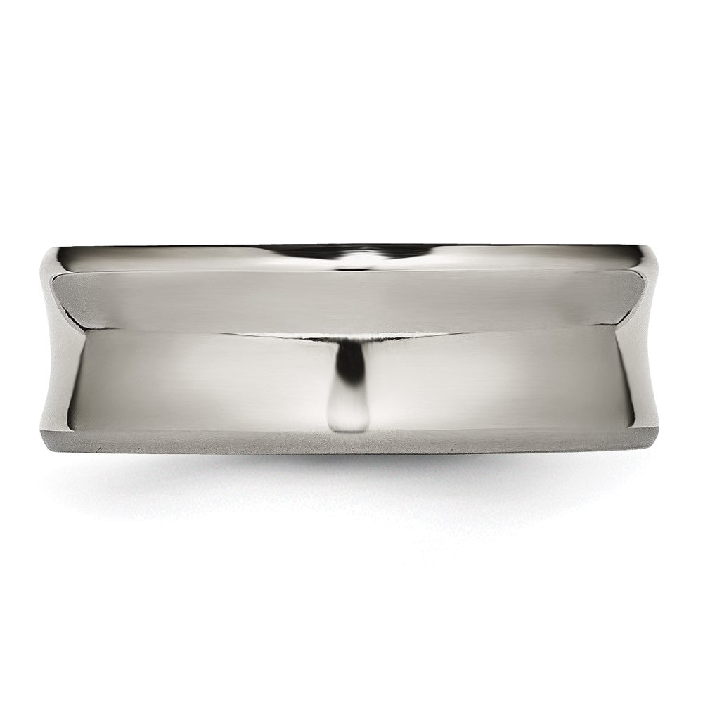 Buy Stylish 8mm Chisel Titanium Polished Beveled Edge Concave Band