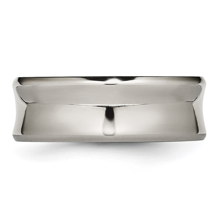 Buy Stylish 8mm Chisel Titanium Polished Beveled Edge Concave Band-3