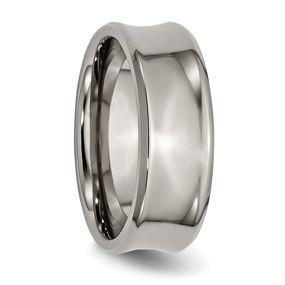 Buy Stylish 8mm Chisel Titanium Polished Beveled Edge Concave Band