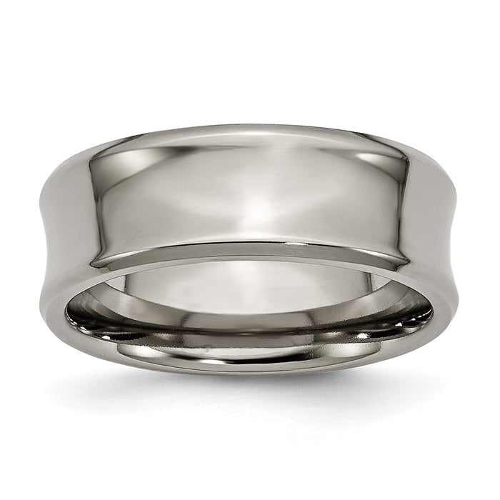 Buy Stylish 8mm Chisel Titanium Polished Beveled Edge Concave Band-1