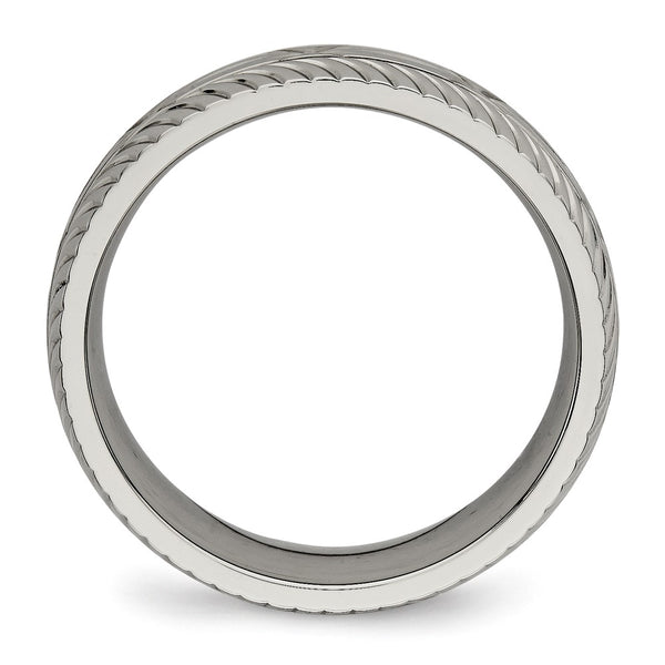 7mm Chiseled Titanium Band - Polished Diamond-Cut