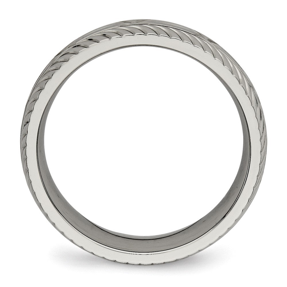 Exclusive 7mm Chiseled Titanium Polished Diamond-Cut Ring | Stylish Value!