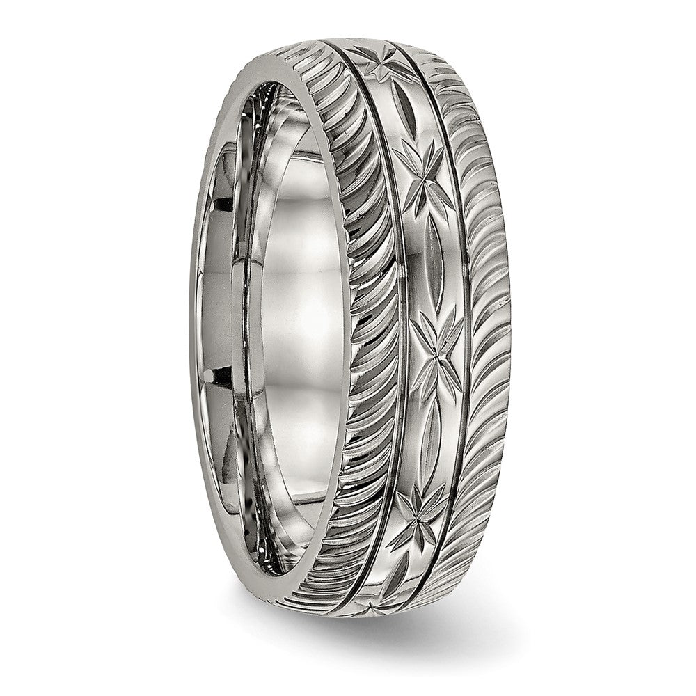 Buy Stylish 7mm Polished Diamond Cut Titanium Band | Luxury Quality