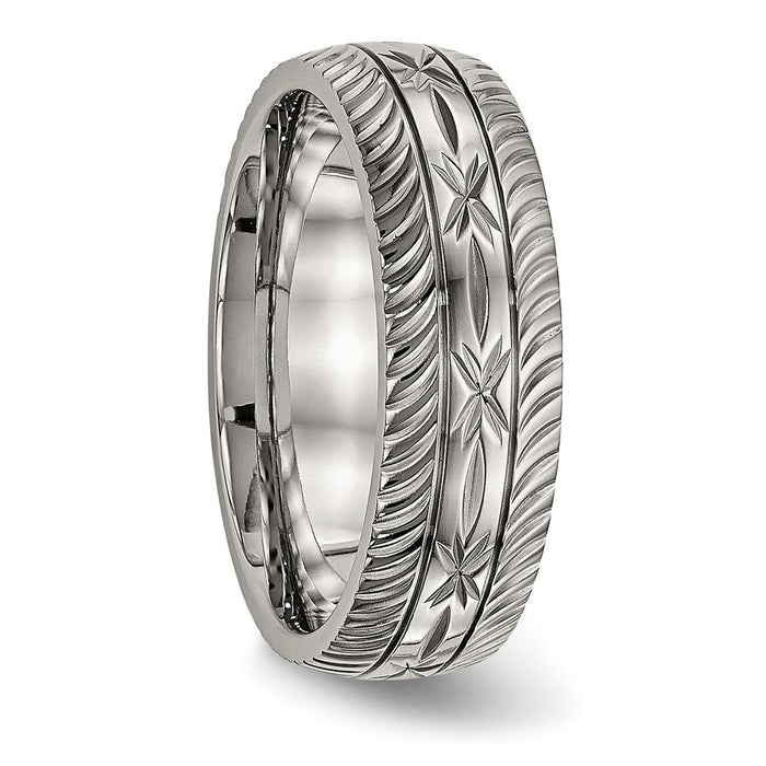 Buy Stylish 7mm Polished Diamond Cut Titanium Band | Luxury Quality-4