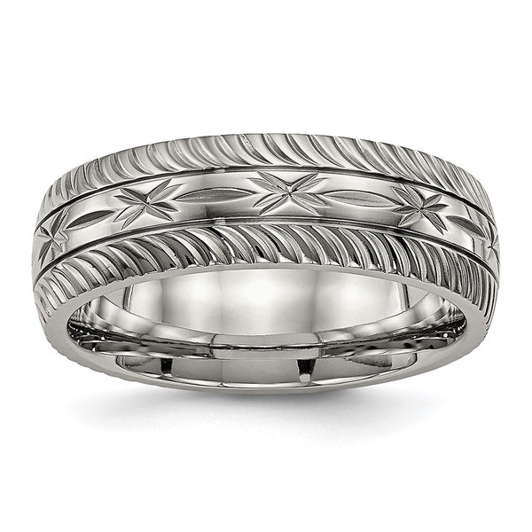 7mm Chiseled Titanium Band - Polished Diamond-Cut