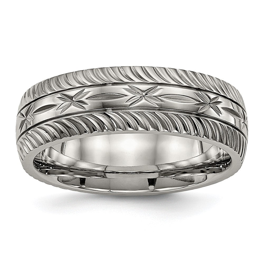 Buy Stylish 7mm Polished Diamond Cut Titanium Band | Luxury Quality