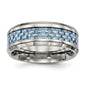 Exclusive 8mm Polished Titanium Chisel Band with Light Blue Carbon Fiber Inlay-12