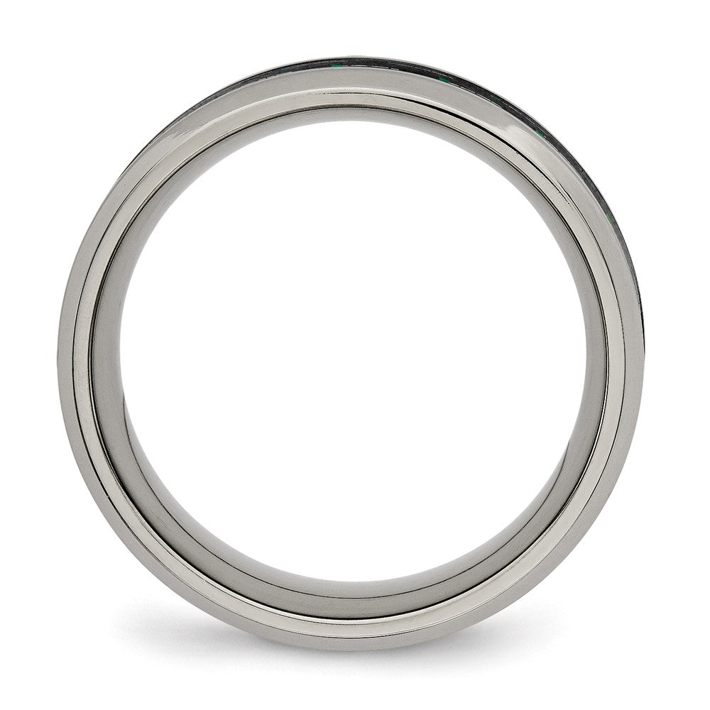 Exclusive 8mm Chisel Titanium Band with Polished Finish & Carbon Fiber Inlay