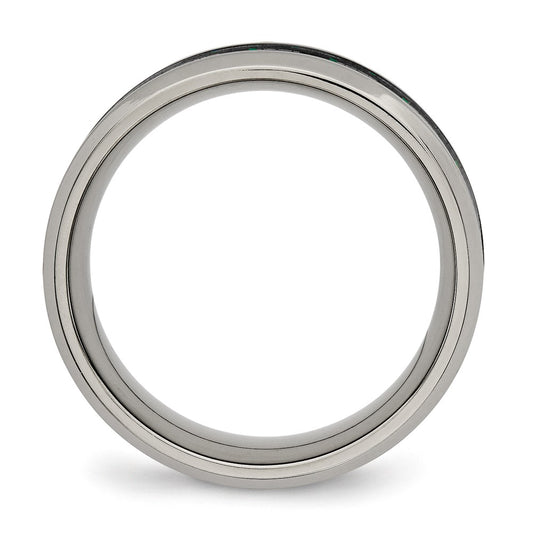 Exclusive 8mm Chisel Titanium Band with Polished Finish & Carbon Fiber Inlay