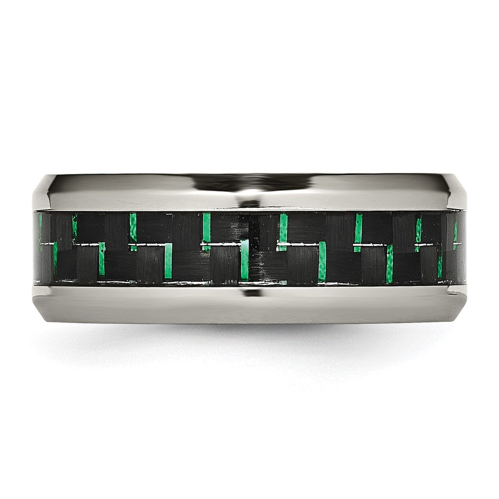 Exclusive 8mm Chisel Titanium Band with Polished Finish & Carbon Fiber Inlay