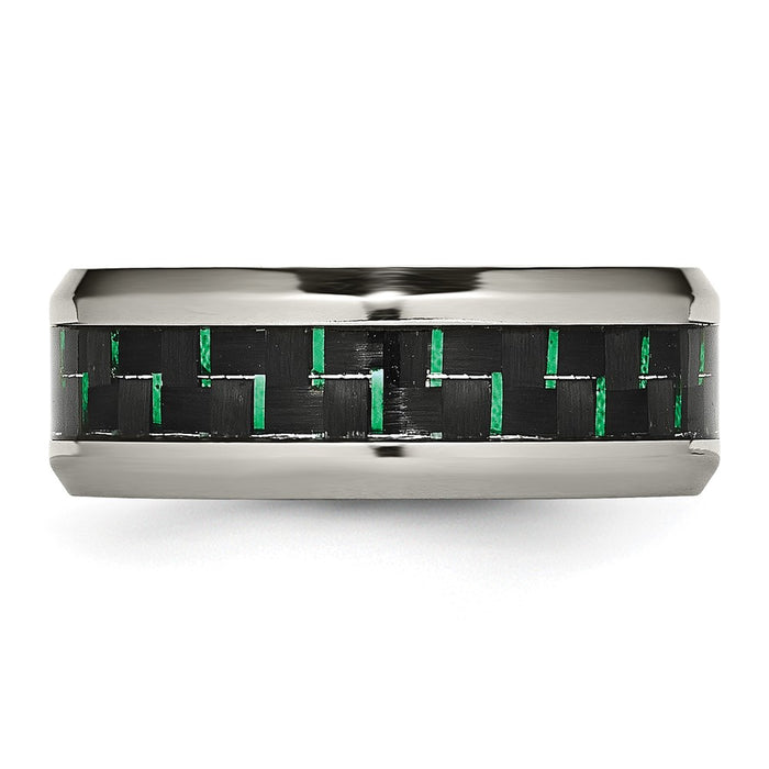 Exclusive 8mm Chisel Titanium Band with Polished Finish & Carbon Fiber Inlay-3