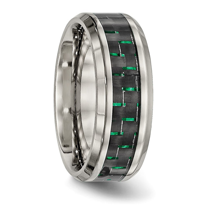 Exclusive 8mm Chisel Titanium Band with Polished Finish & Carbon Fiber Inlay-4