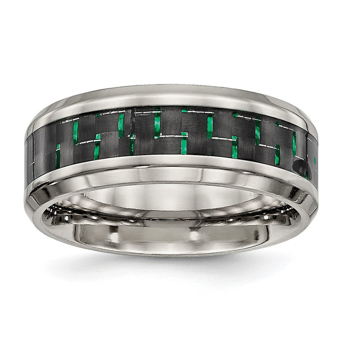 Exclusive 8mm Chisel Titanium Band with Polished Finish & Carbon Fiber Inlay-1