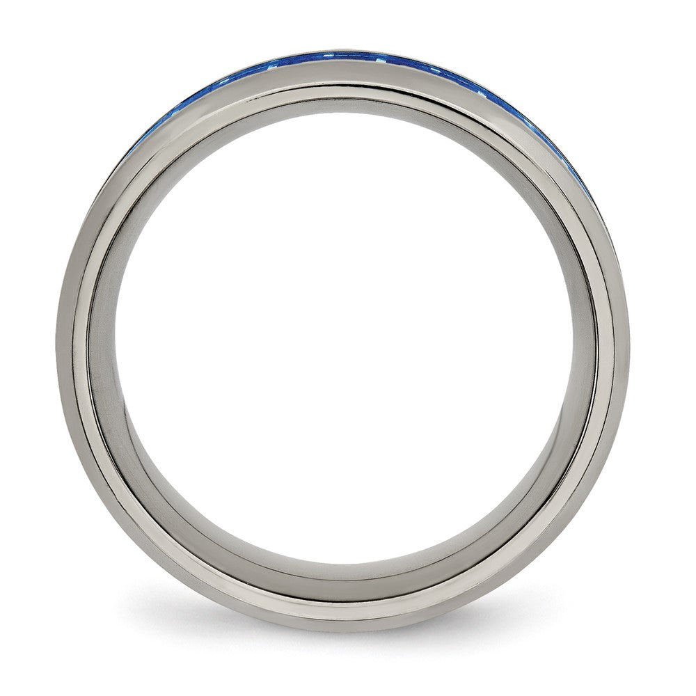 High-Quality Chisel 8mm Titanium Band - Stylish Blue & White Carbon Inlay