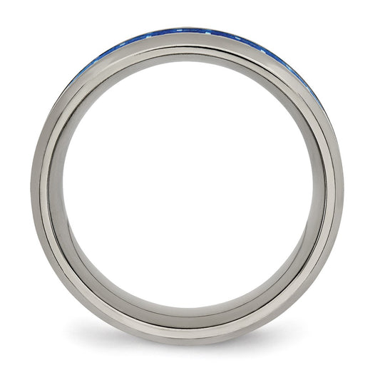 High-Quality Chisel 8mm Titanium Band - Stylish Blue & White Carbon Inlay