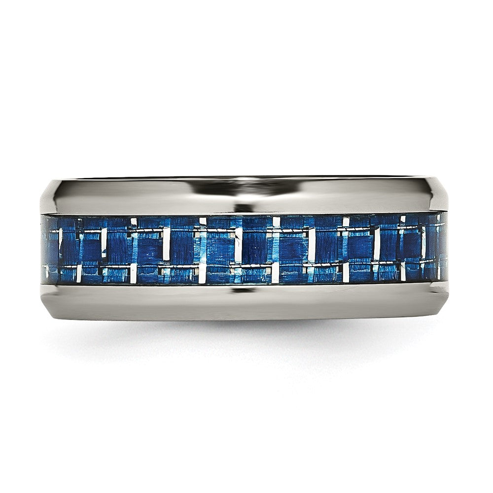 High-Quality 8mm Titanium Band with Polished Finish & Carbon Fiber Inlay