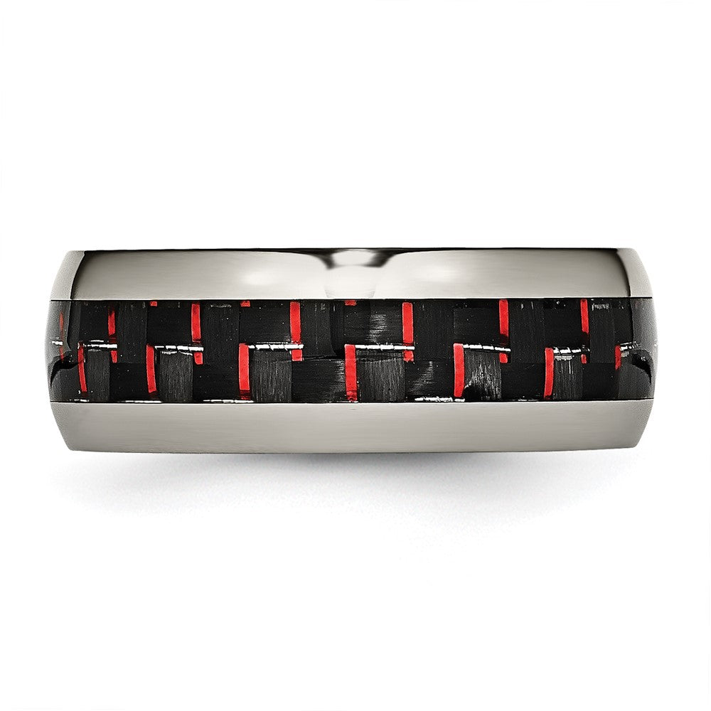 Buy High-Quality 8mm Titanium Band with Polished Finish & Carbon Fiber Inlay