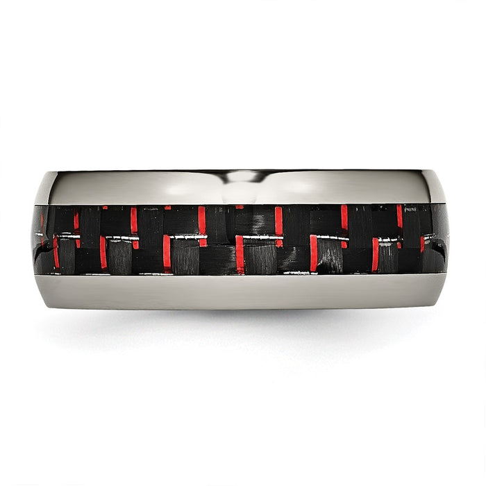 Buy High-Quality 8mm Titanium Band with Polished Finish & Carbon Fiber Inlay-3