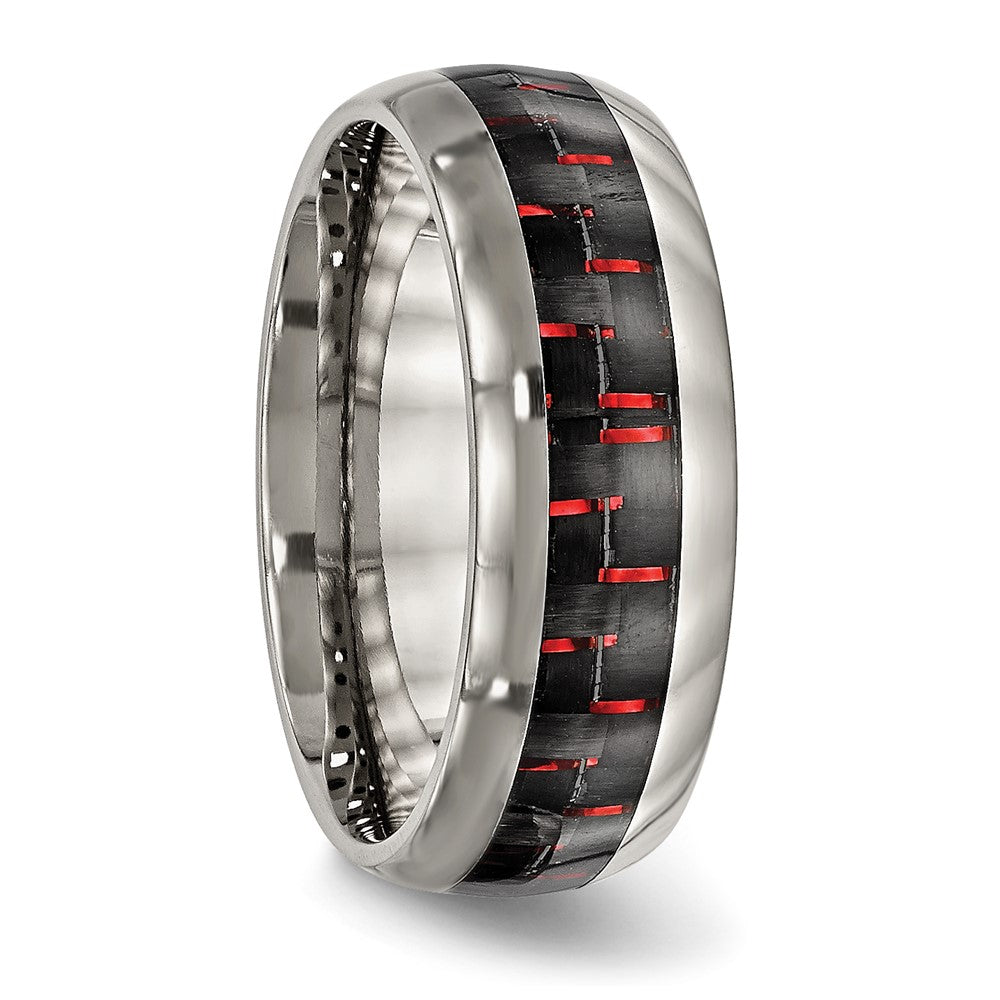 Buy Stylish 8mm Titanium Chisel Band with 14K Gold Finish & Inlay