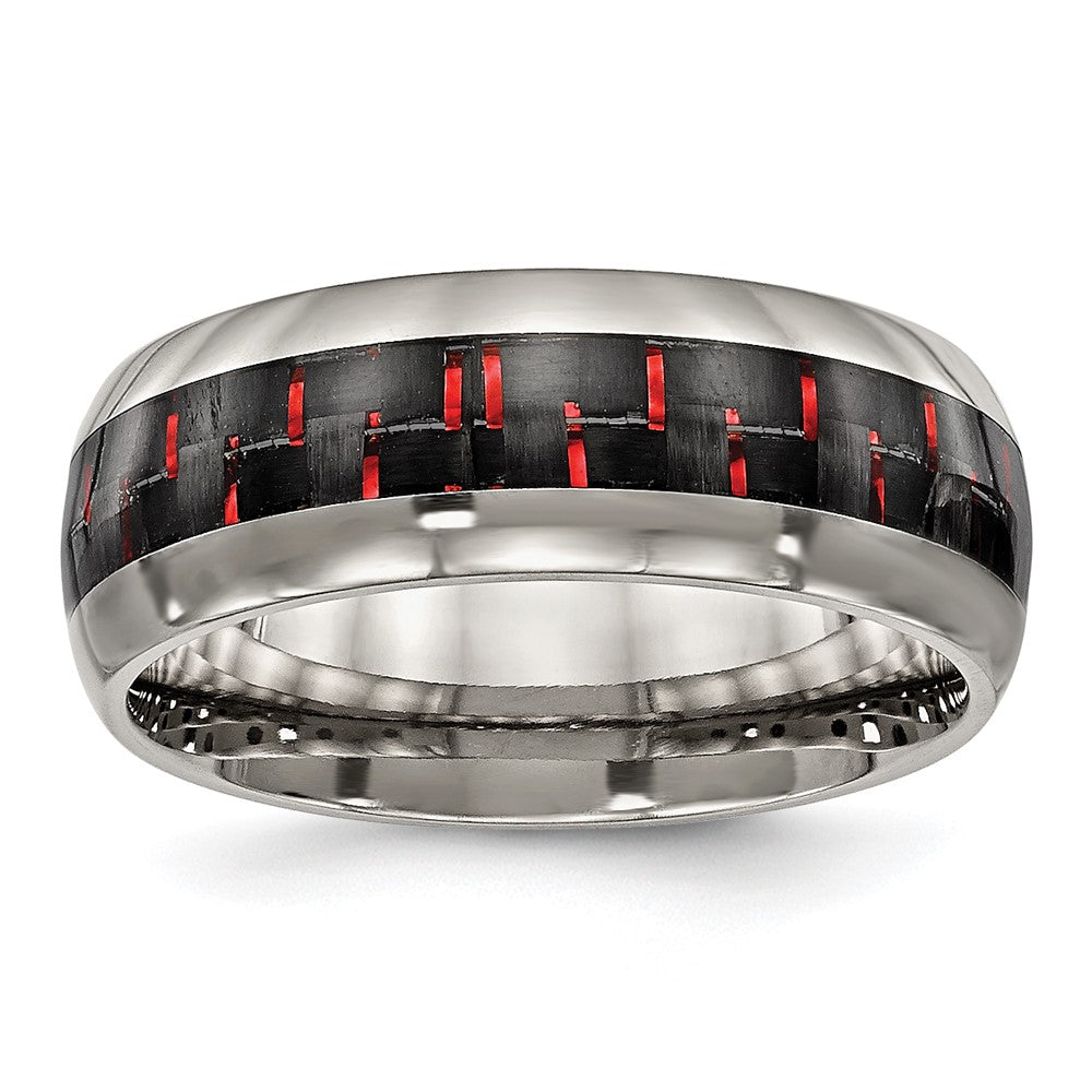 Buy High-Quality 8mm Titanium Band with Polished Finish & Carbon Fiber Inlay