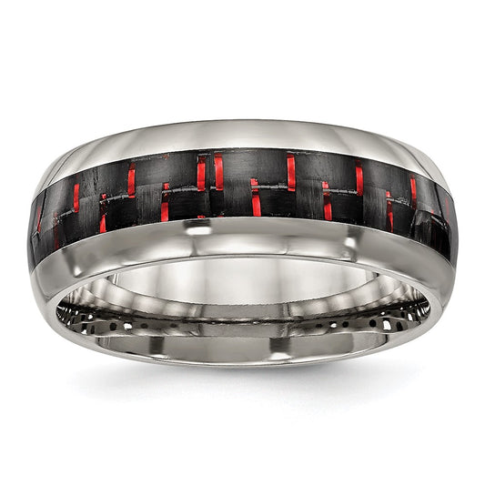 Buy High-Quality 8mm Titanium Band with Polished Finish & Carbon Fiber Inlay