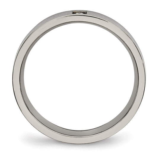 Buy Stylish 4mm Chisel Titanium Comfort Fit Band with CZ Accents - Affordable Luxury