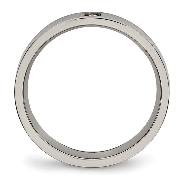 Chisel Titanium 4mm Flat Comfort Fit Band with CZ Accents