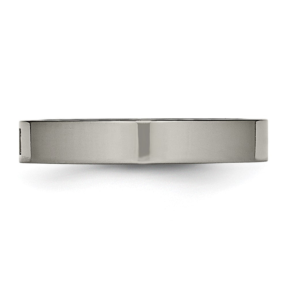 Exclusive Chiseled Titanium Comfort Fit Band - 4mm CZ Accents, Stylish Value