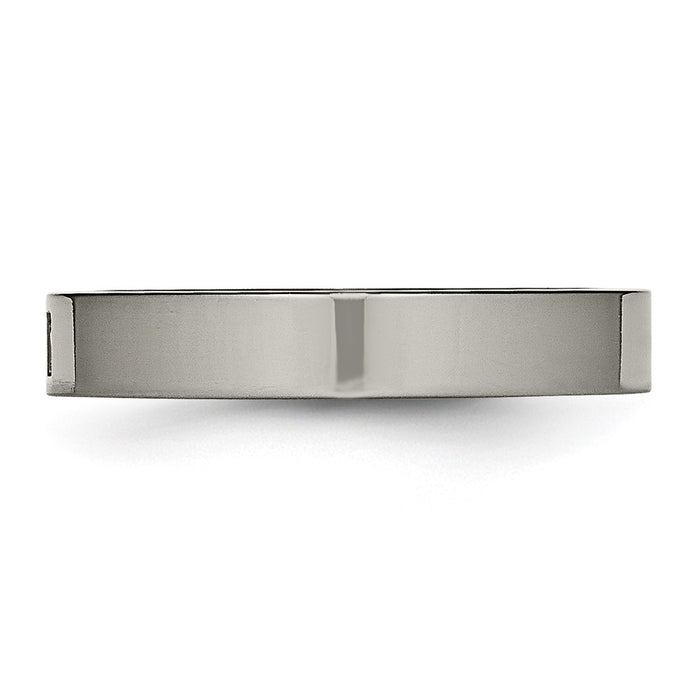 Exclusive Chiseled Titanium Comfort Fit Band - 4mm CZ Accents, Stylish Value-3